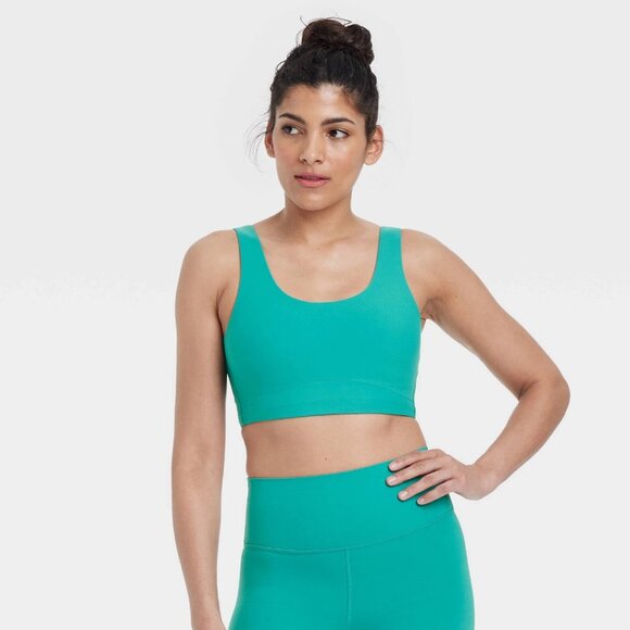XS - Womens Everyday Soft Medium Support Longline Sports Bra - AIM - Green - Picture 9 of 10
